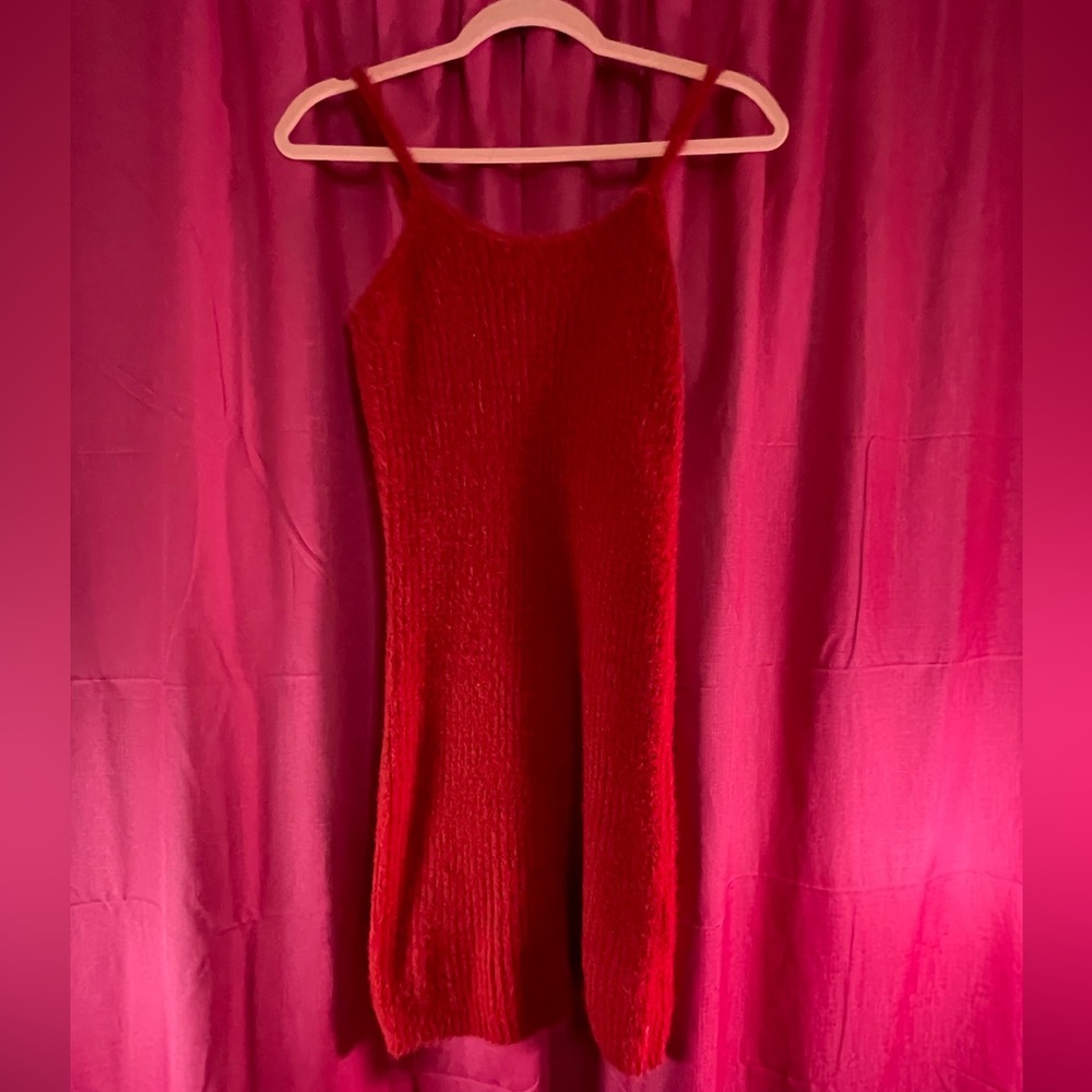 Girls fuzzy red dress 14/16 extra large youth